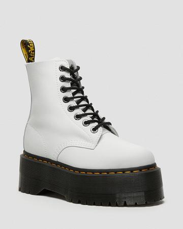 Botas Plataforma Dr Martens 1460 Pascal Max Cuero Mujer Blancos | MX 549PJJ